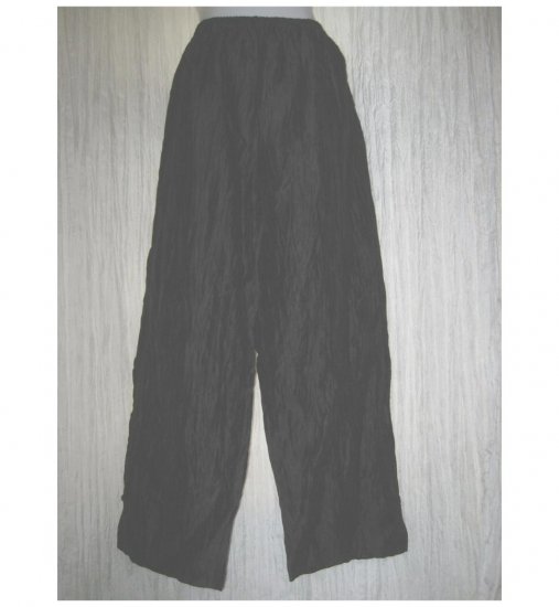 CITRON Santa Monico Boutique Black Linen Lagenlook Pants 1X