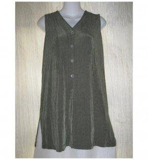 Citiknits Slinky Green Button Tunic Top Shirt Vest X-Small XS