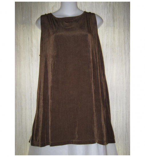 Citiknits Slinky Brown Green Tunic Top Tank Shirt Large L