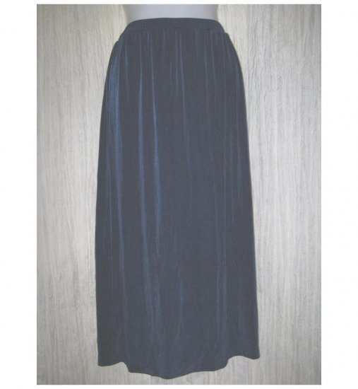 Citiknits Long Loose Slinky Jewel Blue Traveler Knit Skirt Large L