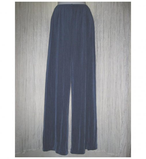 CHICO'S Travelers Long Loose Slinky Blue Knit Pants 1 Reg