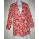 C.D. Daniels Red Floral Linen Button Jacket Blazer 1X
