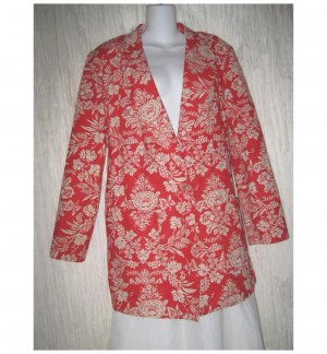 C.D. Daniels Red Floral Linen Button Jacket Blazer 1X