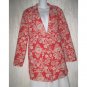 C.D. Daniels Red Floral Linen Button Jacket Blazer 1X
