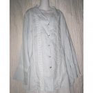 Soft Surroundings Blue Lace Trim Linen Tunic Top Button Shirt 2X