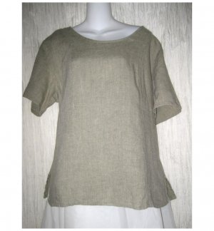 FLAX Jeanne Engelhart Shapely Linen Pullover Shirt Tunic Top Medium M