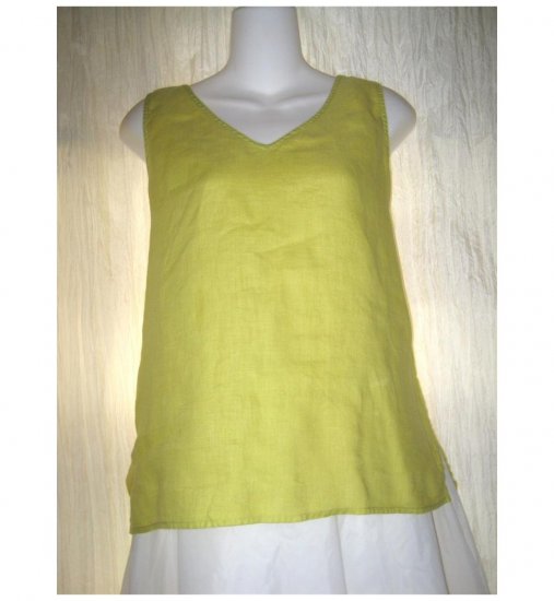 Dana Buchman Yellow Green Linen Tank Top Shirt 8