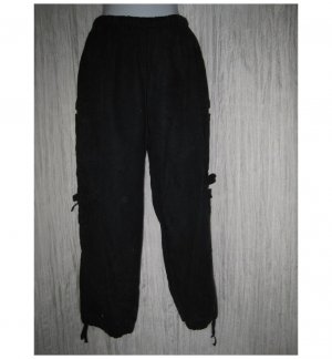 FLAX Cropped Black Linen Cargo Floods Pants Jeanne Engelhart Small S
