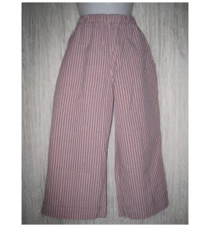 FLAX Pink Stripe Textured Cotton Floods Pants Jeanne Engelhart Petite P