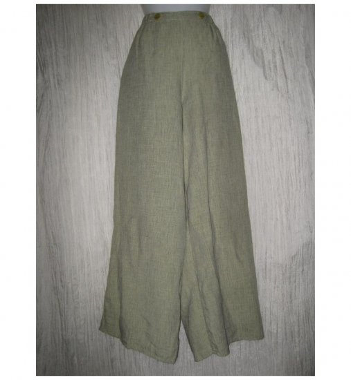 FLAX by Jeanne Engelhart Green LINEN Sailoring Pants Wide Leg Floods Large L