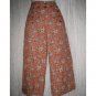 FLAX Orange Floral LINEN Sailor Pants Wide Leg Floods Small S