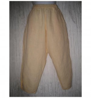 Jeanne Engelhart FLAX Yellow LINEN Pedal Pushers Pants Petite P
