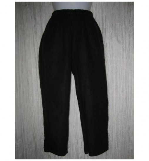 Jeanne Engelhart FLAX Black LINEN Pedal Pushers Pants Petite P