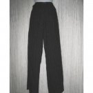 Solitaire Long Loose Black Striped Linen Drawstring Pants Small S