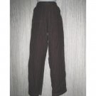 Solitaire Long Loose Brown Striped Linen Drawstring Pants Small S