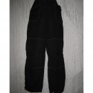 Solitaire Long Loose Black Linen Drawstring Pants Small S