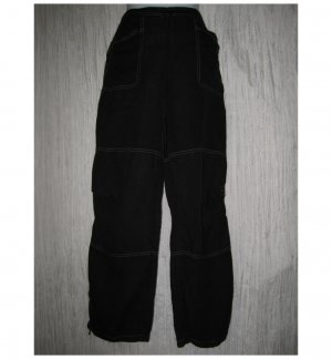 Solitaire Long Loose Black Linen Drawstring Pants Small S