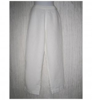 Jeanne Engelhart FLAX Long White LINEN Pants Small S
