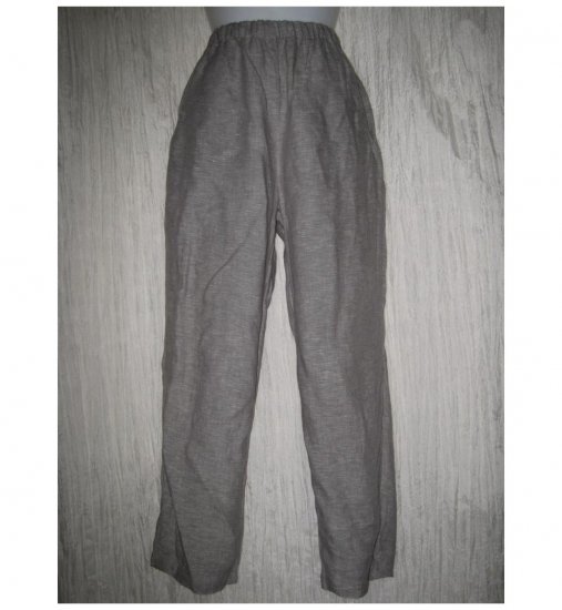 FLAX by Jeanne Engelhart Long Gray Linen Pants Petite P