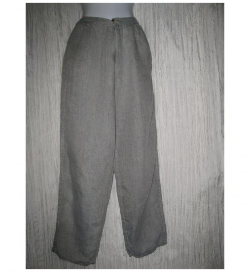 FLAX by Jeanne Engelhart Long & Lean Gray Linen Trousers Pants Small