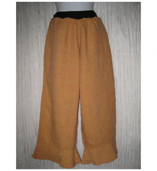 Jeanne Engelhart FLAX Orange Linen Bedskirt Bloomers Flood Pants Petite P