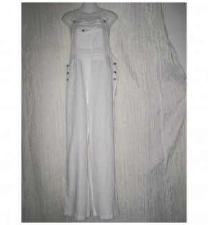 Chadwick's White Linen Overalls Floods Pants 14P Large Petite