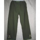 Free People Green Embroidered Cotton Drawstring Pants Medium M