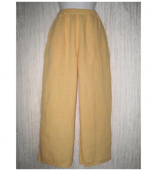 Jeanne Engelhart FLAX Yellow Linen Flood Pants Small S