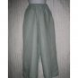 Jeanne Engelhart FLAX Blue Green Linen Flood Pants Petite P