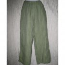 Jeanne Engelhart FLAX Textured Blue Green Linen Flood Pants Small S