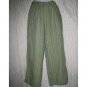 Jeanne Engelhart FLAX Textured Blue Green Linen Flood Pants Small S