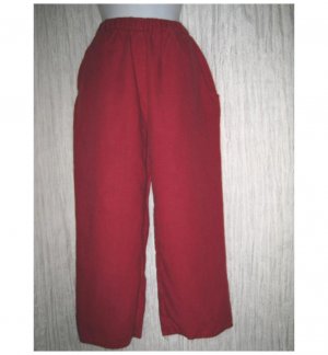 Jeanne Engelhart FLAX Red Linen Flood Pants Small S