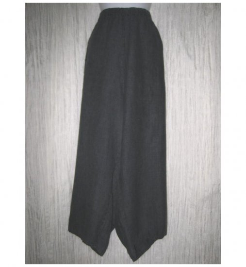 Jeanne Engelhart FLAX Blue Cross Weave Linen Flood Pants Generous G
