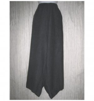 Jeanne Engelhart FLAX Blue Cross Weave Linen Flood Pants Generous G