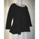 FLAX by ANGELHEART Black Merino Wool Shapely Skirted Tunic Sweater Jeanne Engelhart Small Medium S M
