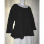 FLAX by ANGELHEART Black Merino Wool Shapely Skirted Tunic Sweater Jeanne Engelhart Small Medium S M