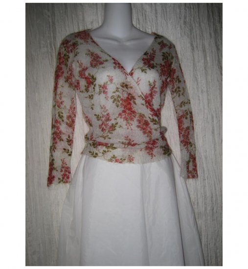 Free People Soft Mohair Floral Faux Wrap Sweater Medium M