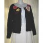 Shu Shu Black Floral Tied Cardigan Sweater Medium M