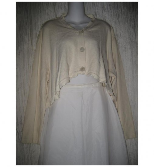 Clothespin Cropped Cream Lagenlook Cardigan Sweater Large L