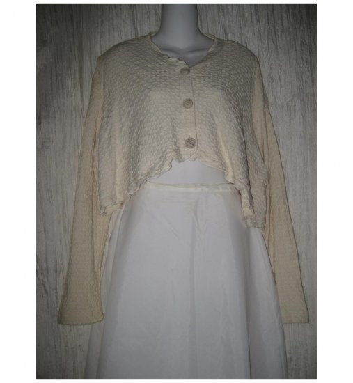 Clothespin Cropped Cream Lagenlook Cardigan Sweater Medium M