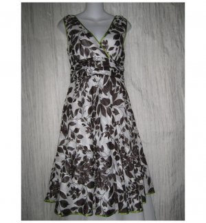 Robbie Bee Shapely Brown Cotton Leaf Dress 8P 8 Petite