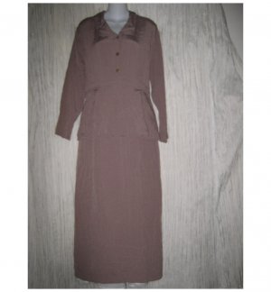 FLAX by Jeanne Engelhart Shapely Taupe Rayon Peplum Dress Petite P