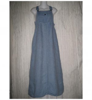 FLAX Adjustable Blue Bark Cloth LINEN Jump Dress Jeanne Engelhart Petite P