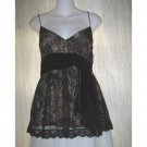 Plenty by Tracy Reese Black Silk Velvet Lace Babydoll Top Shirt Size 12