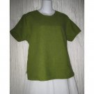 FLAX Jeanne Engelhart Green Linen Pullover Shirt Tunic Top Small S