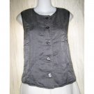 KIKO Soft Gray Quilted Silk Button Vest Shirt Top One Size OS