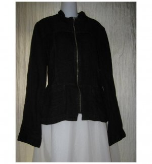 SOLITAIRE Shapely Black Linen Button Jacket X-Large XL