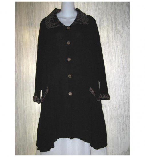 KUSNADI Long Black Art to Wear Shapely Duster Jacket OS