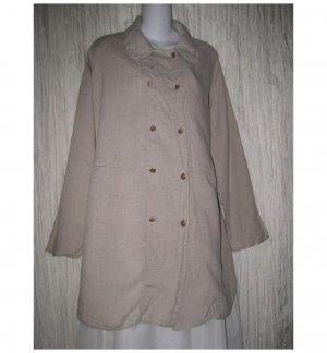 Jeanne Engelhart FLAX Oatmeal Linen Tunic Top Shirt Medium M