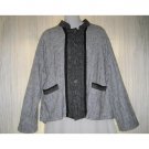Sangam Rugged Black White Cotton Crossweave Tunic Top Shirt Jacket Medium M